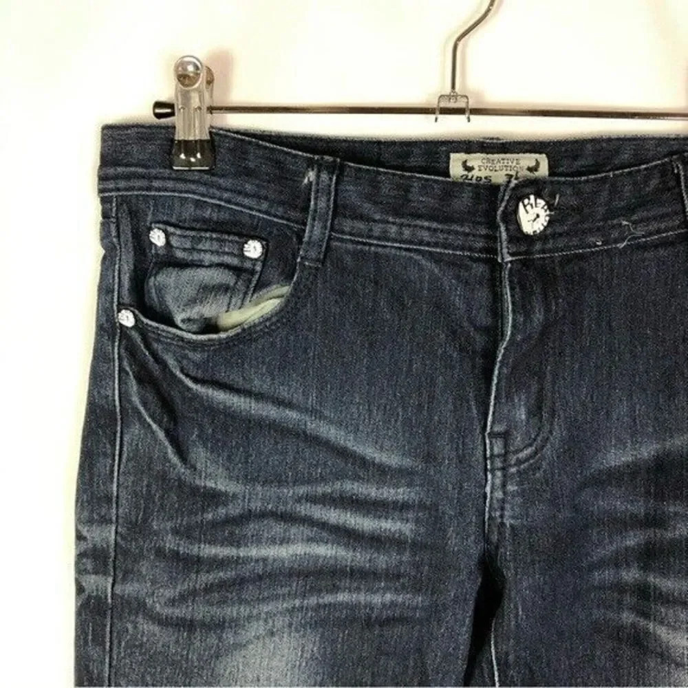 HPS Jeans Creative Evolution Y2K Dark Wash Skinny Jeans 29 - Picture 3 of 5